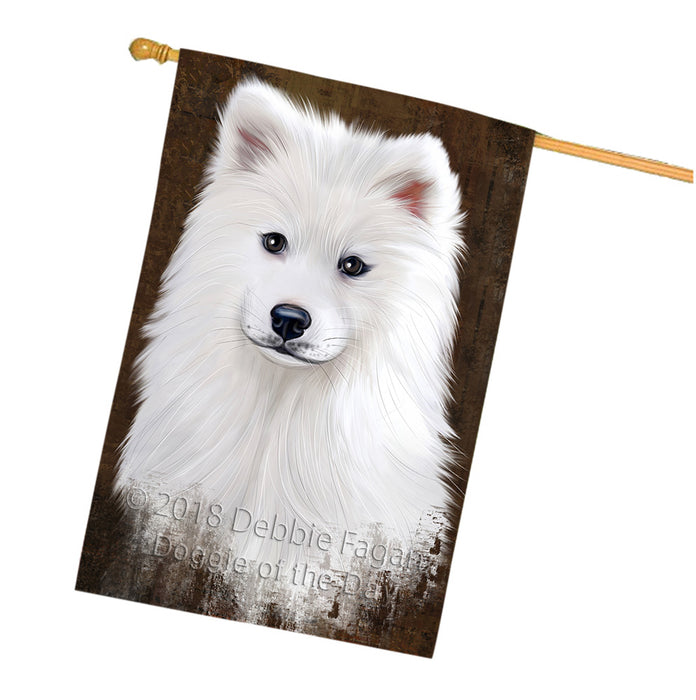Rustic Samoyed Dog House Flag FLG54674