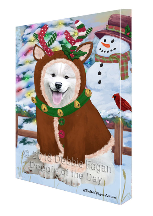 Christmas Gingerbread House Candyfest Samoyed Dog Canvas Print Wall Art Décor CVS130985