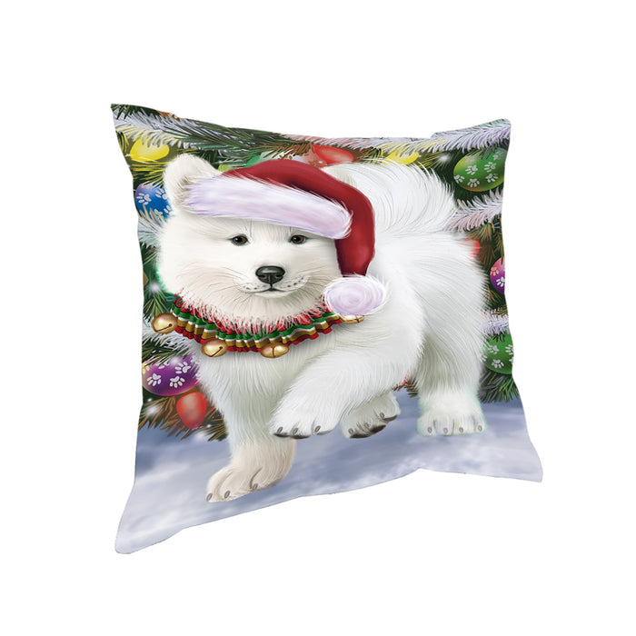 Trotting in the Snow Samoyed Dog Pillow PIL75512
