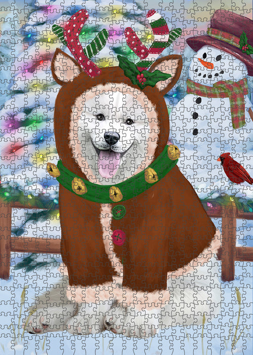 Christmas Gingerbread House Candyfest Samoyed Dog Puzzle with Photo Tin PUZL94316