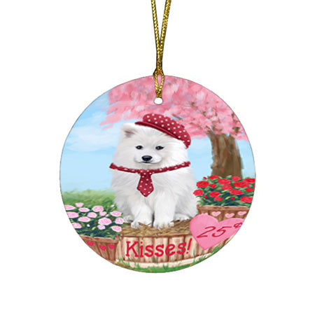 Rosie 25 Cent Kisses Samoyed Dog Round Flat Christmas Ornament RFPOR56371