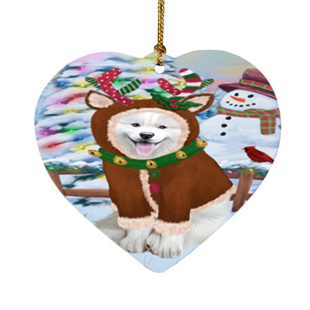Christmas Gingerbread House Candyfest Samoyed Dog Heart Christmas Ornament HPOR56885