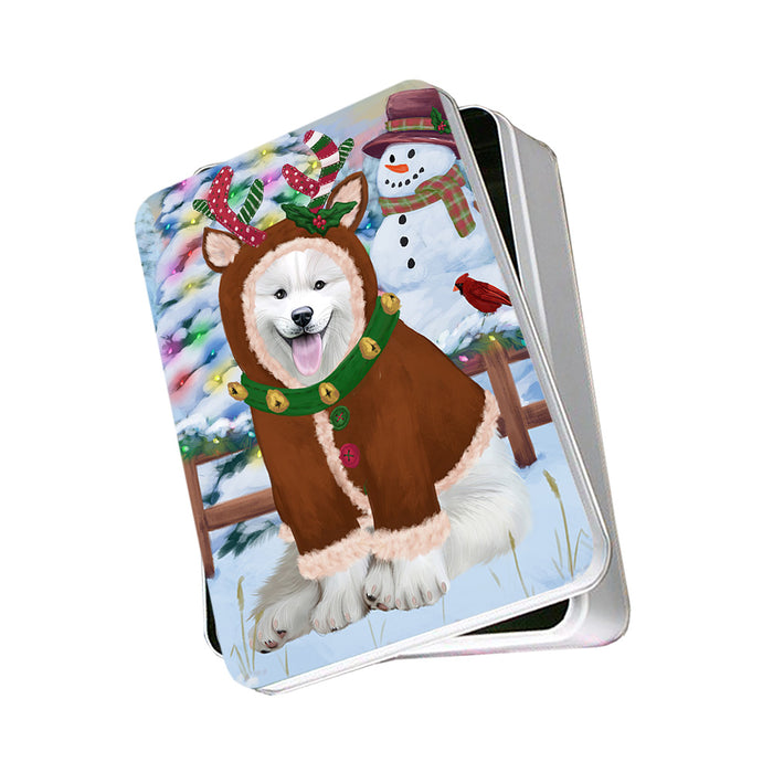Christmas Gingerbread House Candyfest Samoyed Dog Photo Storage Tin PITN56472