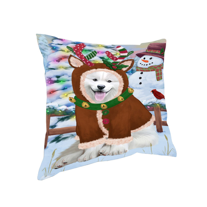 Christmas Gingerbread House Candyfest Samoyed Dog Pillow PIL80408