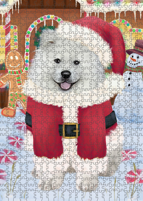 Christmas Gingerbread House Candyfest Samoyed Dog Puzzle with Photo Tin PUZL94320
