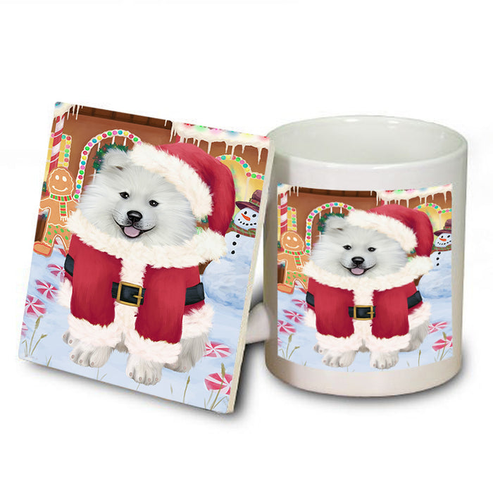 Christmas Gingerbread House Candyfest Samoyed Dog Mug and Coaster Set MUC56522