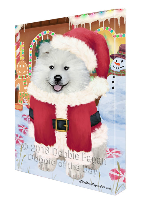 Christmas Gingerbread House Candyfest Samoyed Dog Canvas Print Wall Art Décor CVS130994