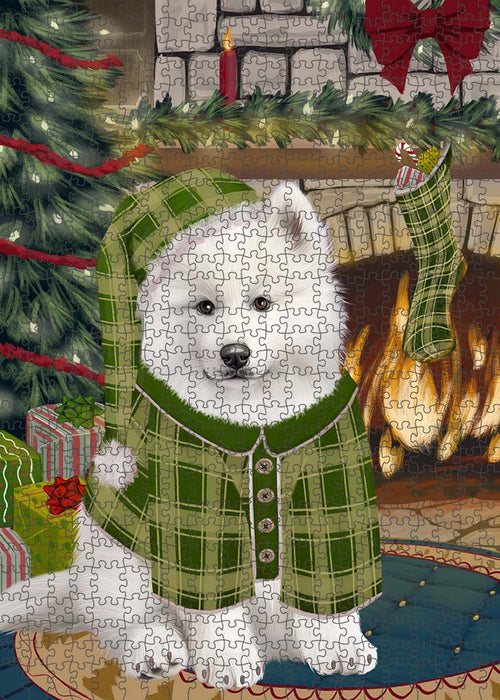 The Stocking was Hung Samoyed Dog Puzzle with Photo Tin PUZL90588