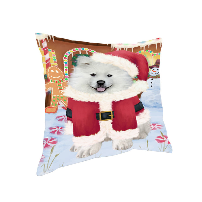 Christmas Gingerbread House Candyfest Samoyed Dog Pillow PIL80412