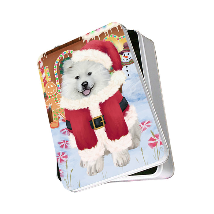 Christmas Gingerbread House Candyfest Samoyed Dog Photo Storage Tin PITN56473