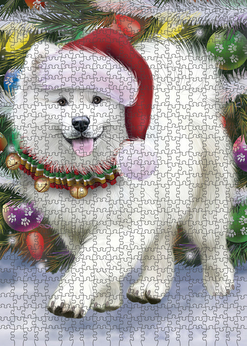 Trotting in the Snow Samoyed Dog Puzzle with Photo Tin PUZL86048