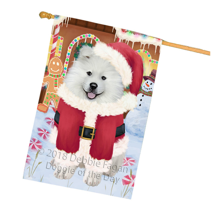 Christmas Gingerbread House Candyfest Samoyed Dog House Flag FLG57214