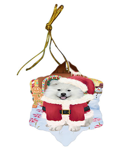 Christmas Gingerbread House Candyfest Samoyed Dog Star Porcelain Ornament SPOR56886