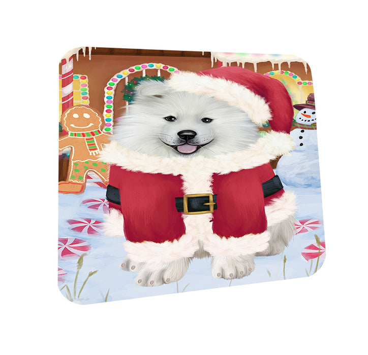 Christmas Gingerbread House Candyfest Samoyed Dog Coasters Set of 4 CST56488