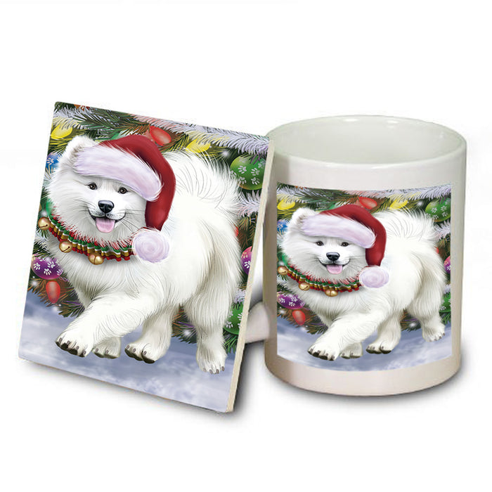 Trotting in the Snow Samoyed Dog Mug and Coaster Set MUC54587