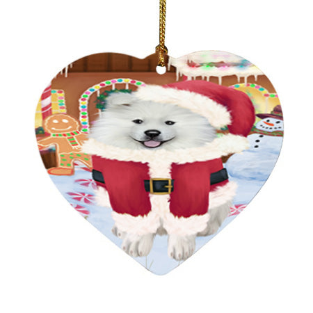 Christmas Gingerbread House Candyfest Samoyed Dog Heart Christmas Ornament HPOR56886