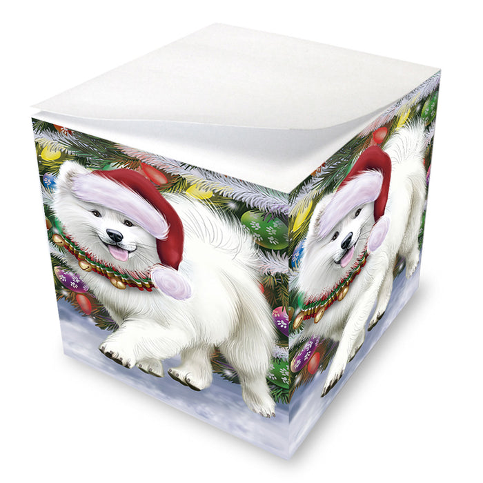 Trotting in the Snow Samoyed Dog Note Cube NOC56241