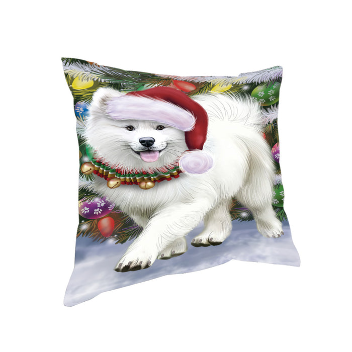Trotting in the Snow Samoyed Dog Pillow PIL75516