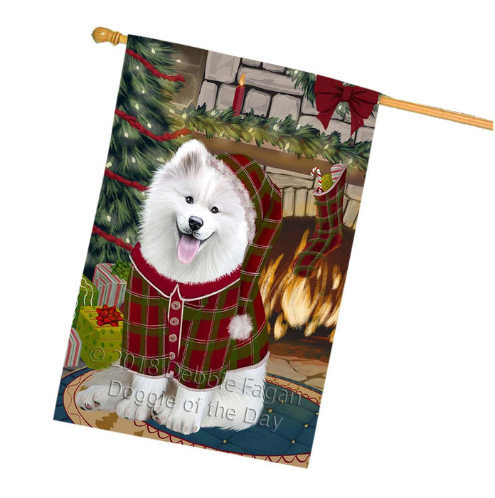The Stocking was Hung Samoyed Dog House Flag FLG56026