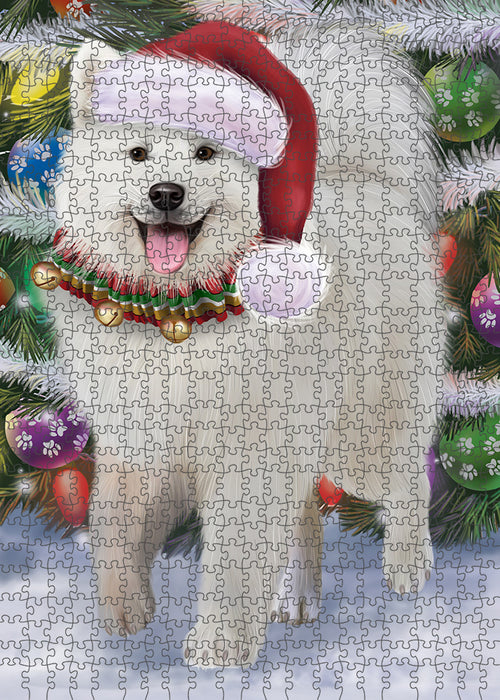 Trotting in the Snow Samoyed Dog Puzzle with Photo Tin PUZL86052