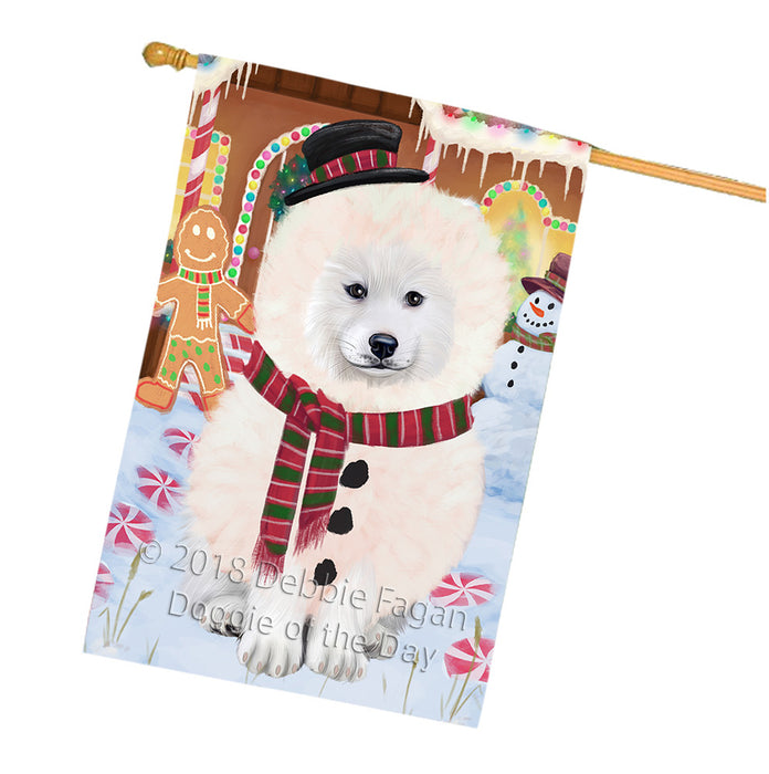 Christmas Gingerbread House Candyfest Samoyed Dog House Flag FLG57215