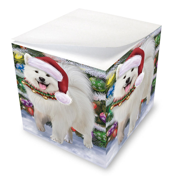 Trotting in the Snow Samoyed Dog Note Cube NOC56242
