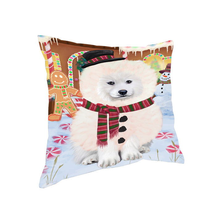 Christmas Gingerbread House Candyfest Samoyed Dog Pillow PIL80416