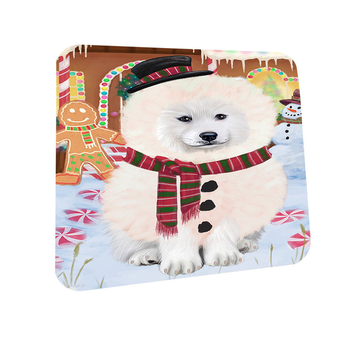 Christmas Gingerbread House Candyfest Samoyed Dog Coasters Set of 4 CST56489