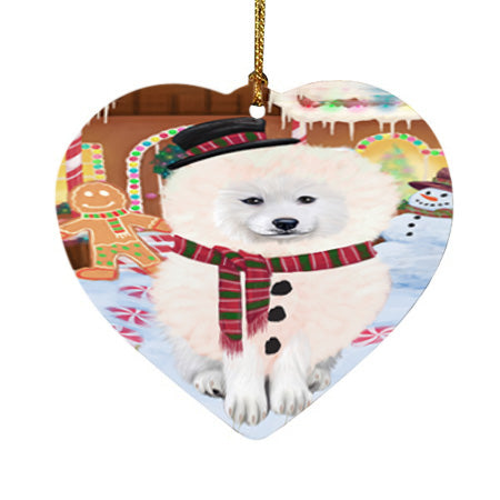 Christmas Gingerbread House Candyfest Samoyed Dog Heart Christmas Ornament HPOR56887
