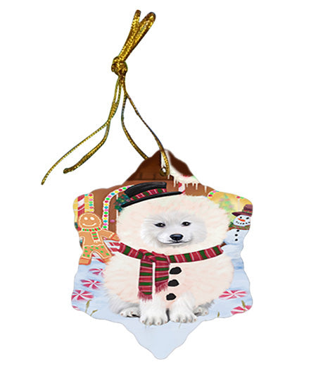 Christmas Gingerbread House Candyfest Samoyed Dog Star Porcelain Ornament SPOR56887