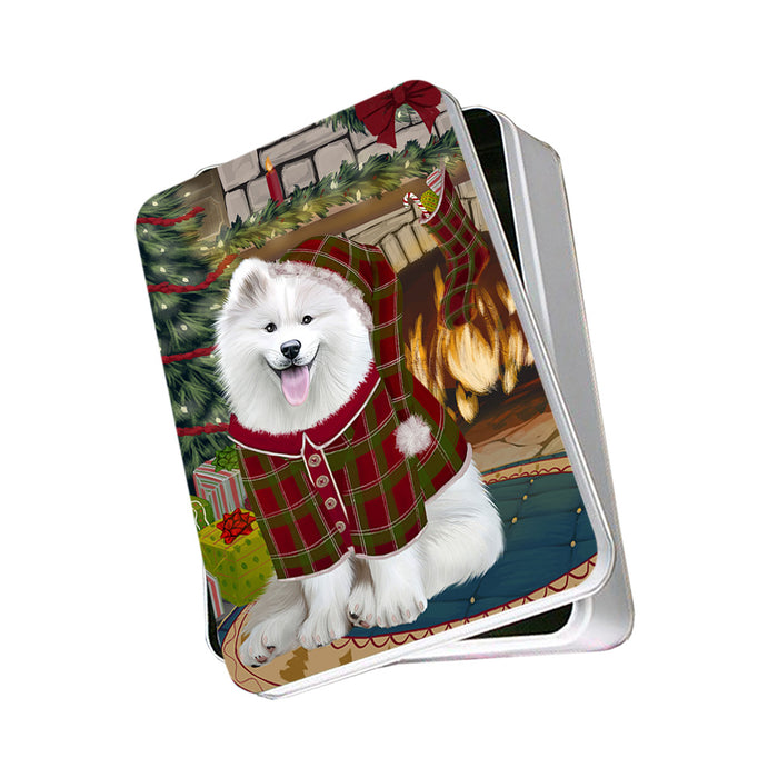 The Stocking was Hung Samoyed Dog Photo Storage Tin PITN55540