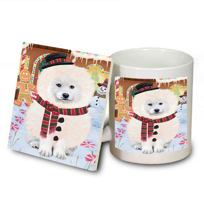 Christmas Gingerbread House Candyfest Samoyed Dog Mug and Coaster Set MUC56523