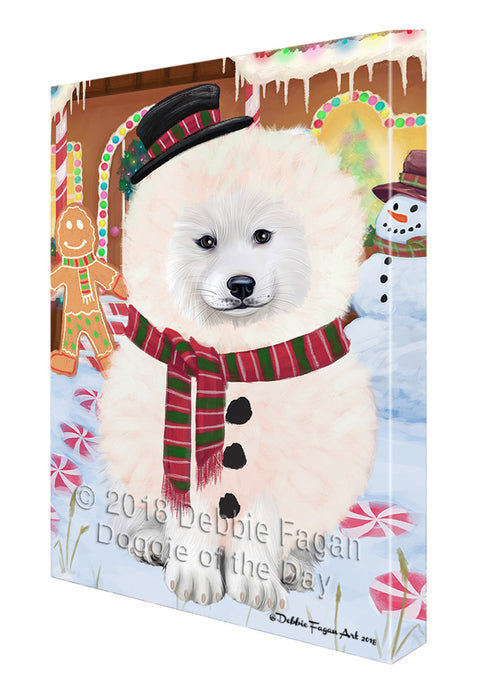 Christmas Gingerbread House Candyfest Samoyed Dog Canvas Print Wall Art Décor CVS131003