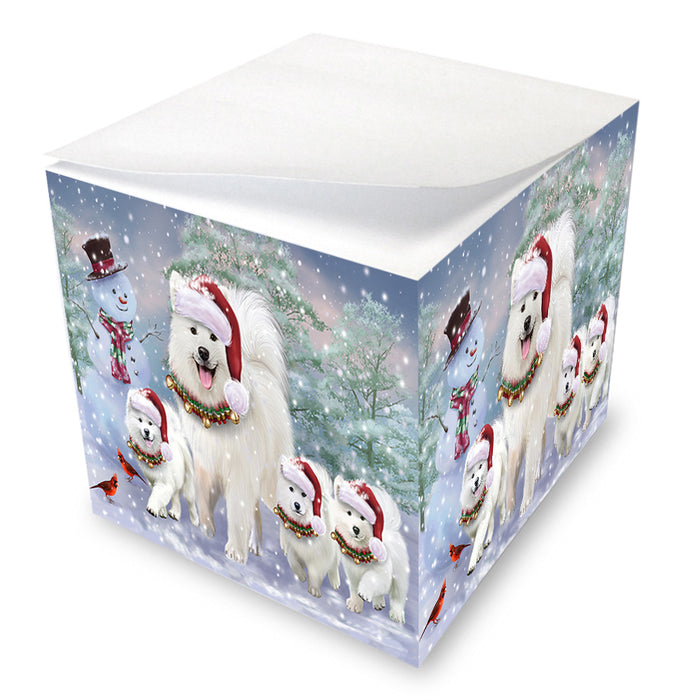 Christmas Running Family Dogs Samoyeds Dog Note Cube NOC55872