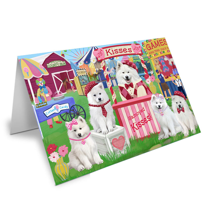 Carnival Kissing Booth Samoyeds Dog Handmade Artwork Assorted Pets Greeting Cards and Note Cards with Envelopes for All Occasions and Holiday Seasons GCD72278