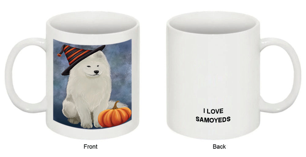 Happy Halloween Samoyed Dog Wearing Witch Hat with Pumpkin Coffee Mug MUG50201