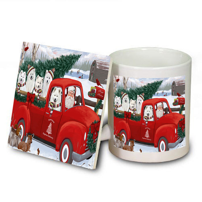 Christmas Santa Express Delivery Samoyeds Dog Family Mug and Coaster Set MUC55055