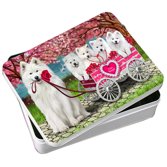 I Love Samoyeds Dog Cat in a Cart Photo Storage Tin PITN51705