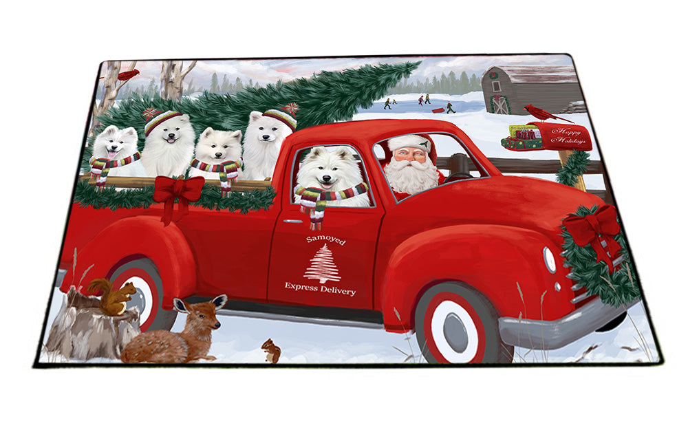 Christmas Santa Express Delivery Samoyeds Dog Family Floormat FLMS52476