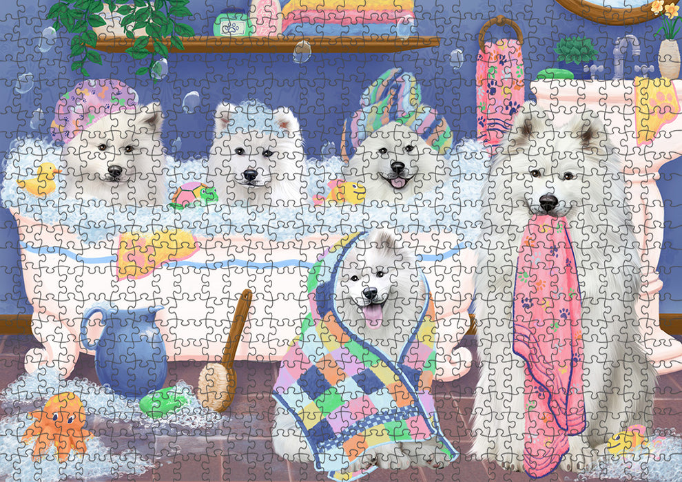 Rub A Dub Dogs In A Tub Samoyeds Dog Puzzle with Photo Tin PUZL95472