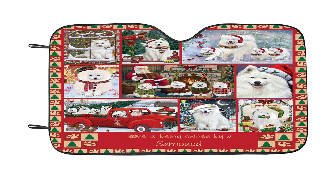 Love is Being Owned Christmas Samoyed Dogs Car Sun Shade