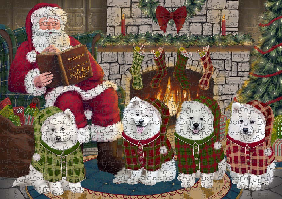 Christmas Cozy Holiday Tails Samoyeds Dog Puzzle with Photo Tin PUZL89740