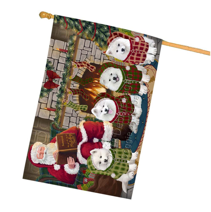 Christmas Cozy Holiday Tails Samoyeds Dog House Flag FLG55813