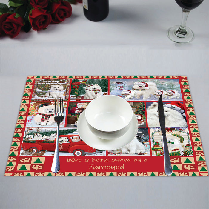 Love is Being Owned Christmas Samoyed Dogs Placemat