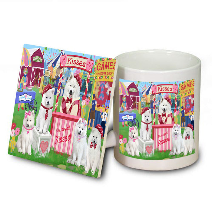 Carnival Kissing Booth Samoyeds Dog Mug and Coaster Set MUC55913