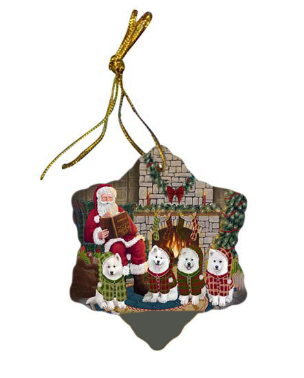 Christmas Cozy Holiday Tails Samoyeds Dog Star Porcelain Ornament SPOR55740