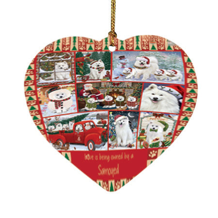 Love is Being Owned Christmas Samoyed Dogs Heart Christmas Ornament HPOR57878