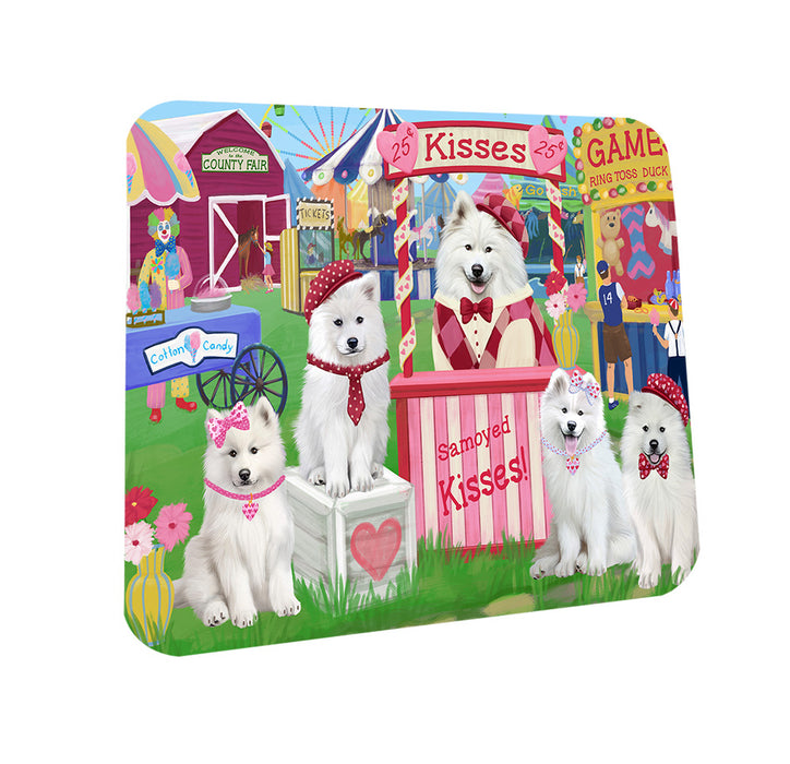 Carnival Kissing Booth Samoyeds Dog Coasters Set of 4 CST55879