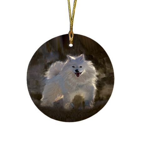 Samoyeds Dog Round Flat Christmas Ornament RFPOR54382