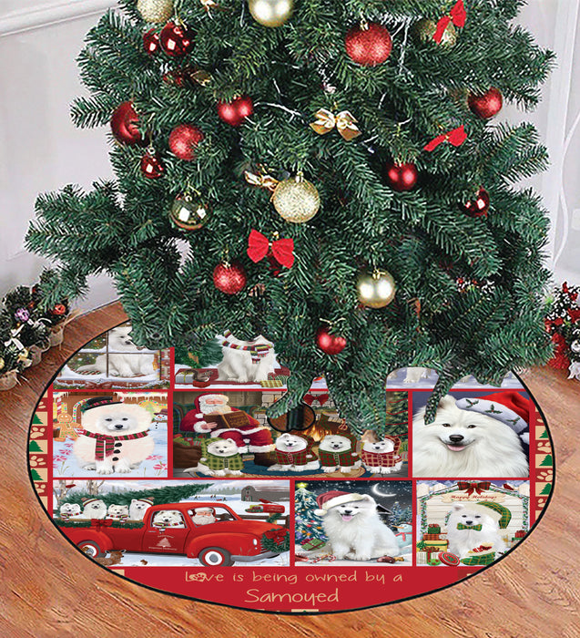 Love is Being Owned Christmas Samoyed Dogs Tree Skirt